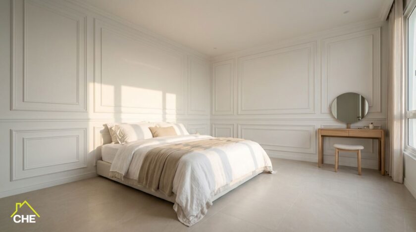 ติดคิ้วบัวผนังห้องนอน